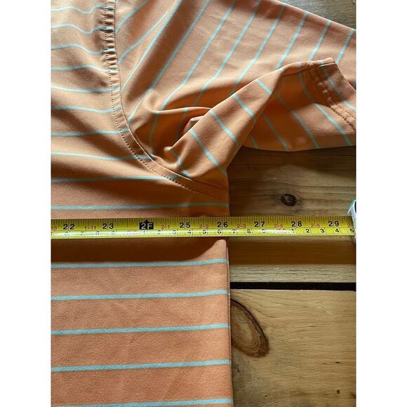 Peter Millar Summer Comfort Polo Shirt Mens XL Orange striped Golf. Performance - Picture 4 of 6